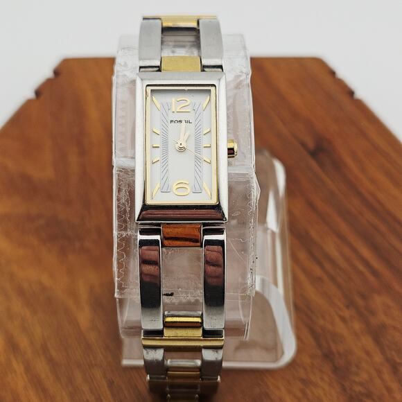Fossil Women's Two Tone Rectangle Watch Big Link Chunky Bold Statement ES-1771 - Picture 1 of 7